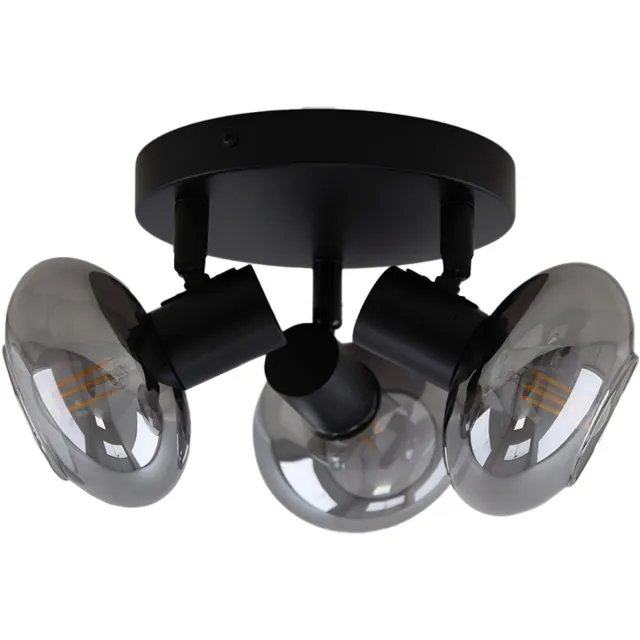 Olucia SKIP - Plafondlamp - Zwart - 3L - Geschikt voor Woonkamer/Slaapkamer/Kantoor/Horeca/Hal - Vorm: Rond