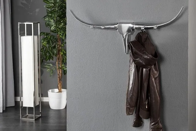 Invicta Interior Design kapstok BULL 100cm aluminium wanddecoratie stierenkop - 20076 Zie omschrijving