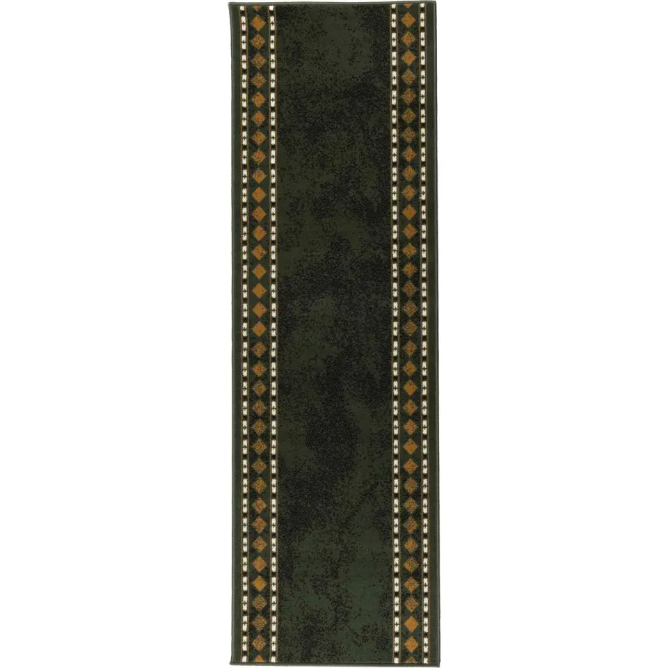 vidaXL Tapijtloper FLORNES Geweven Groen Diamanten 67 x 300 cm PP 7 mm