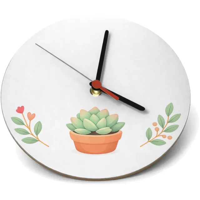 Mr Cadeautjes Klok rond Ø 19 - design Een compacte positieve quote rond een rustige botanische com | cadeau Wit