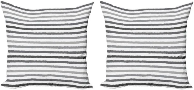 ABAKUHAUS Gestreepte kussenhoes – 50x50 cm – Dubbelzijdig bedrukt – Grijs/Wit Witgrijs