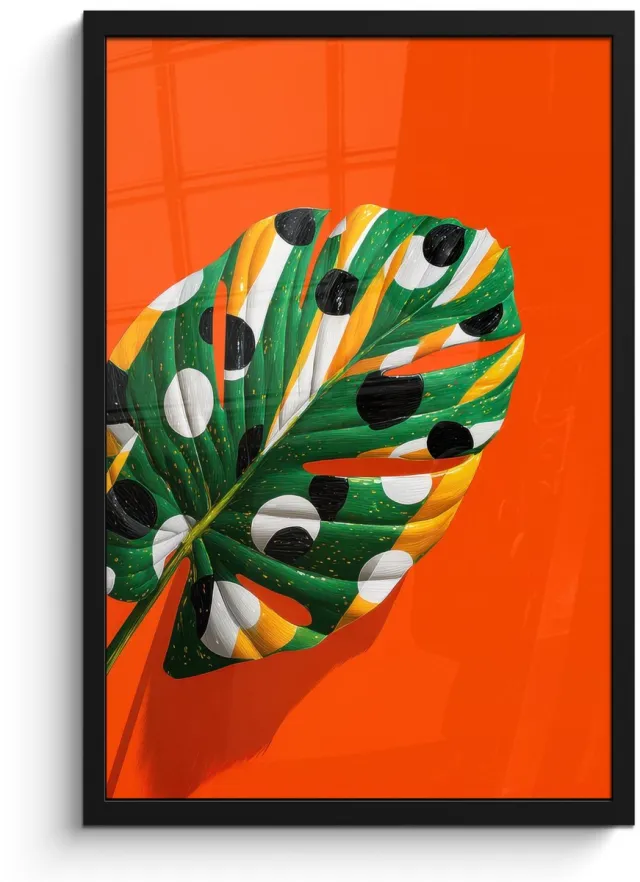 FrameYourWall Poster in lijst - Fotolijst 40x60 cm - Posters - 3-2 - Posterlijst zwart - Decoratie - Wanddecoratie woonkamer - Muurdecoratie slaapkamer Blad - Stippen
