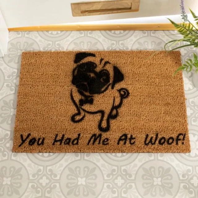 MadDeco deurmat - You had me at Woof - kokosvezel - 60x40 cm zie afbeelding