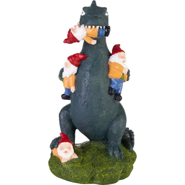 Brubaker Tuinfiguur Draak Eet Tuinkabouters - Anti Kabouter Monster - Grappig Tuinbeeldje - Weerbestendige Decoratie voor Tuin en Camping - Tuindecoratie voor Buiten - 24 cm hoog