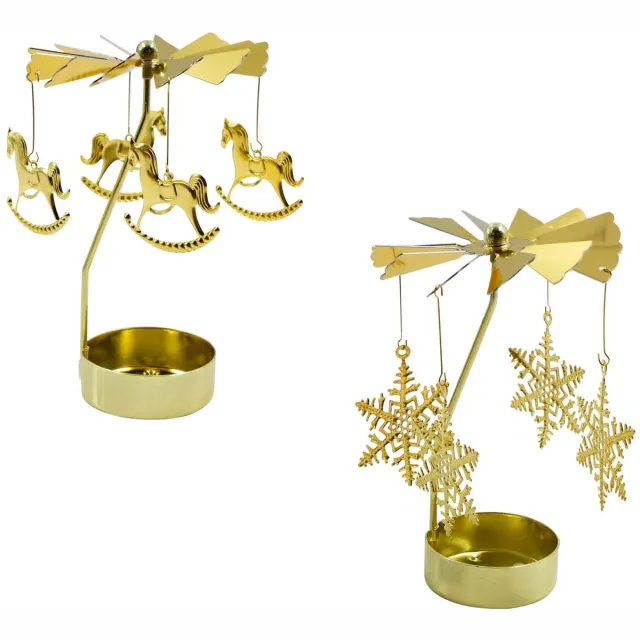Ibenzoa Elegante Draaibare Kaarsenhouders voor Feestelijke Decoraties, Set van 2 Stuks goud