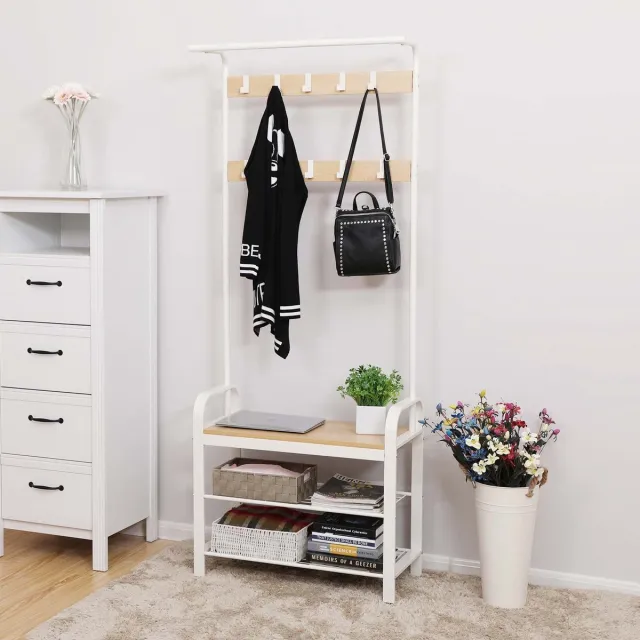 Parya HOME Garderoberek - Kapstok & Schoenenrek - 9 Haken Wit