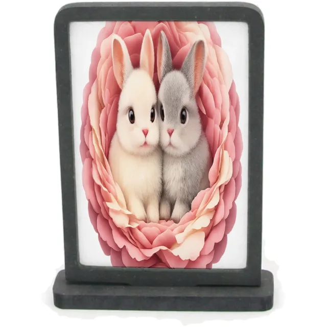 Mr Cadeautjes Houten fotolijst rechthoek met MDF inleg - design Een knusse dierenprint met een vergelijkbaar omlijstend nest | cadeau Wit