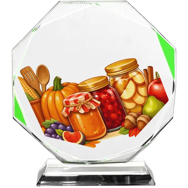 Mr Cadeautjes Fotokristal hexagon - design Een speels retro-voedselbeeld met een grote kopregel en een | cadeau Wit