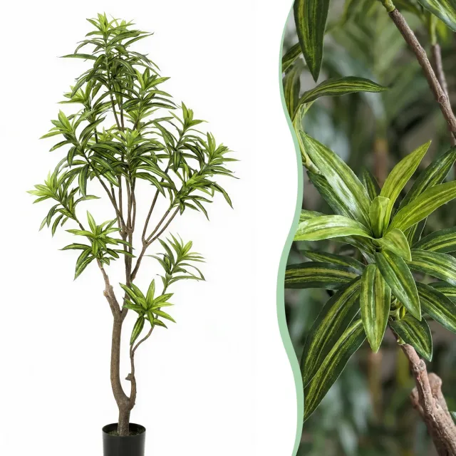 Green Boutiq Kunstplant - Dracaena - Drakenboom - 155 cm Groen