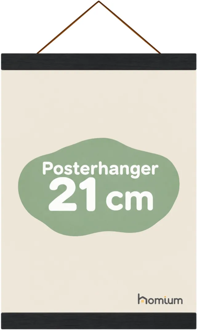 Homium Posterhanger 21 cm - Zwart hout - poster ophangsysteem - Posterlijst - Posterhouder