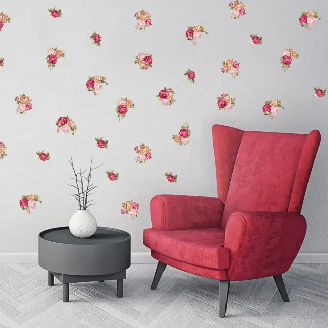 Ambiance Sticker Muurstickers - Rozenboeket - Transparante achtergrond - 20x20cm Multi color