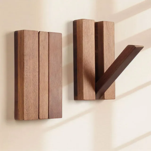 DWIH Nordic Design- 2 stuks Bamboe Kapstok met Verborgen Haken - Stijlvol en Functioneel Bruin
