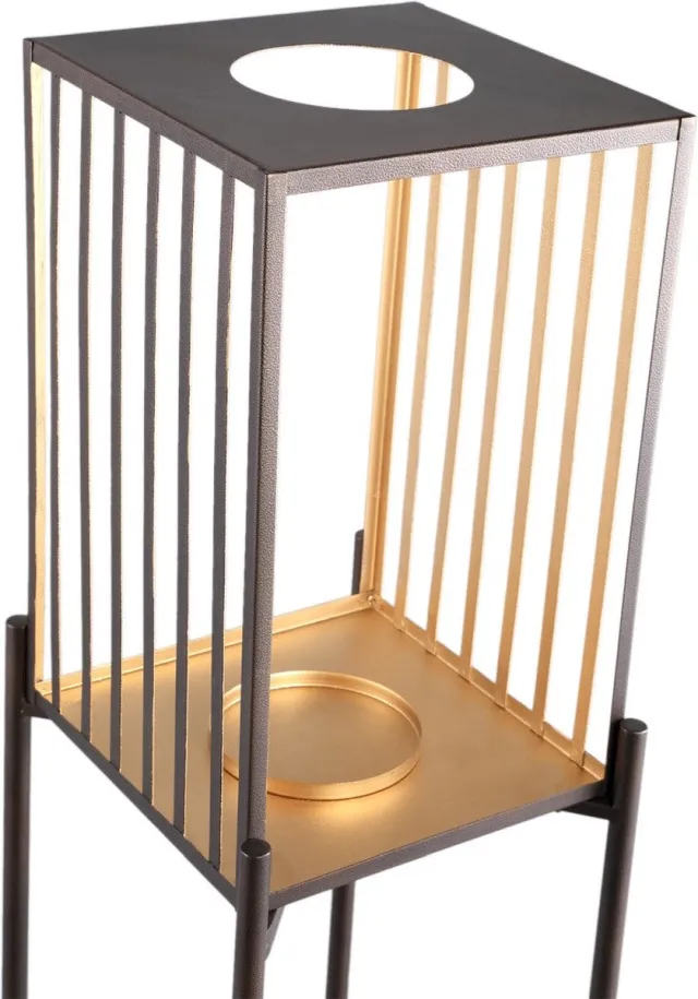 PTMD COLLECTION PTMD Axin Windlicht - 42 x 33 x 88 cm - Ijzer - Zwart