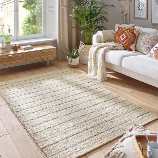 Tapeso Wollen vloerkleed - Jarl bruin/grijs 70x130