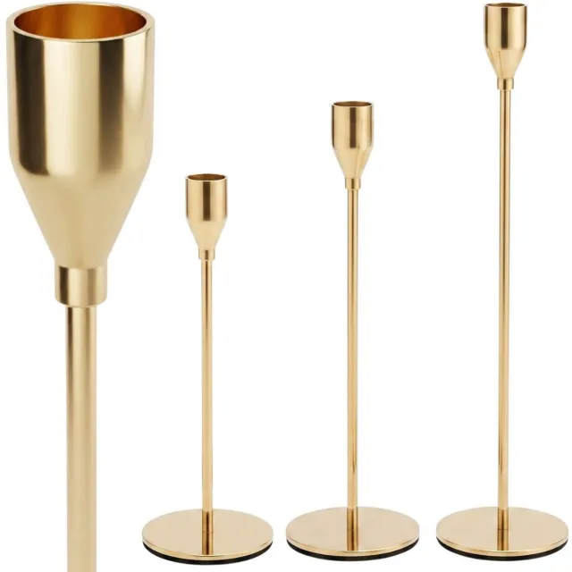 UC Set van 3 Gouden Metalen Kaarshouders - Modern & Elegant