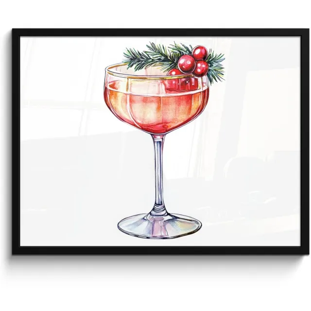 FrameYourWall Poster in lijst - Fotolijst 70x50 cm - Posters - Cocktail - Feest - Winter - Decoratie - Posterlijst zwart - Decoratie - Wanddecoratie woonkamer - Muurdecoratie slaapkamer Cocktail - Kerst