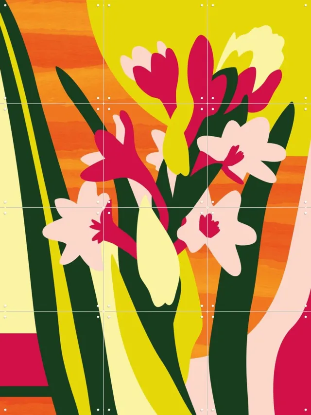 IXXI Intermingle, Megan Gallagher - 60 x 80 cm - Grote wanddecoratie en posters - Grafisch Ontwerp, Kleurrijk, Digitale Kunst, Fantasierijk, Speels Roze / Geel / Groen