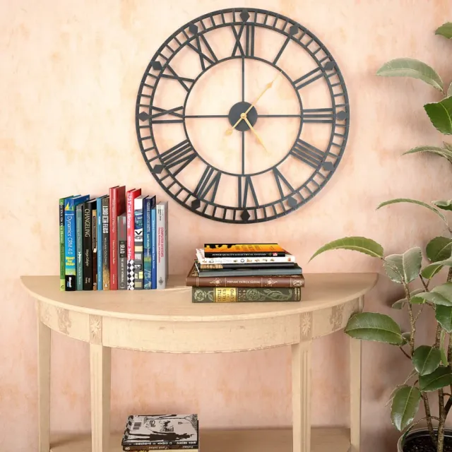 vidaXL Wandklok vintage-stijl met quartz-mechanisme XXL 60 cm metaal zwart, foto 2