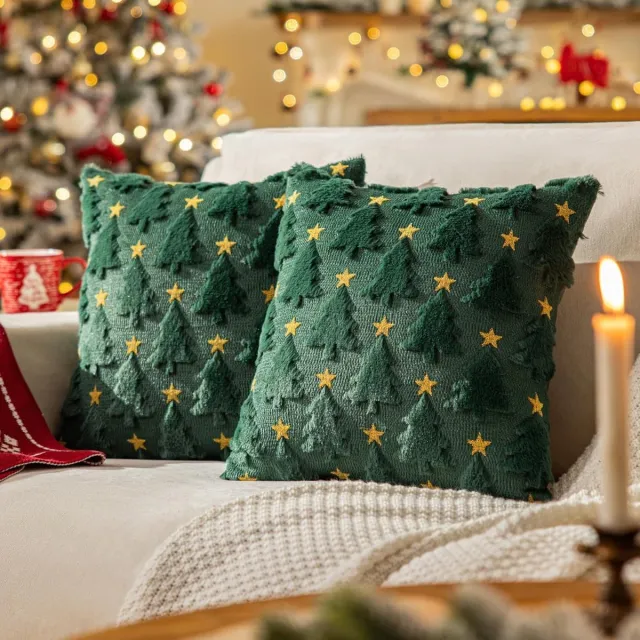 Housestock Set van 2 Kerst Kussenslopen 45x45 cm Decoratief voor Bank en Woonkamer groente