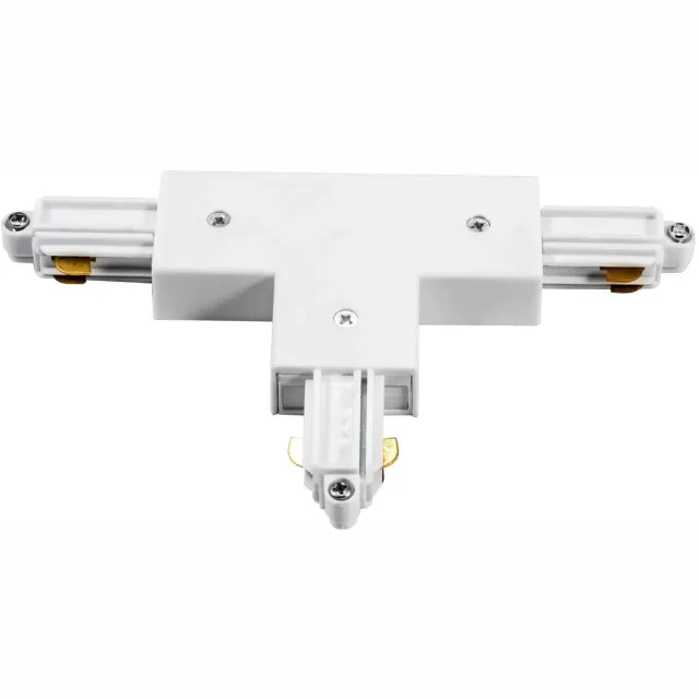 Fantasia Track T-connector voor 1-fase inbouw railsysteem, wit, met aardaansluiting, Deco-collectie