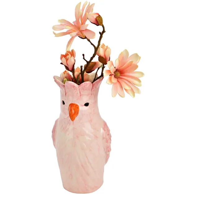 G. Wurm Bloemenvaas Papegaai - roze - keramiek - 13 x 25 x 13 cm - vaas Lichtroze