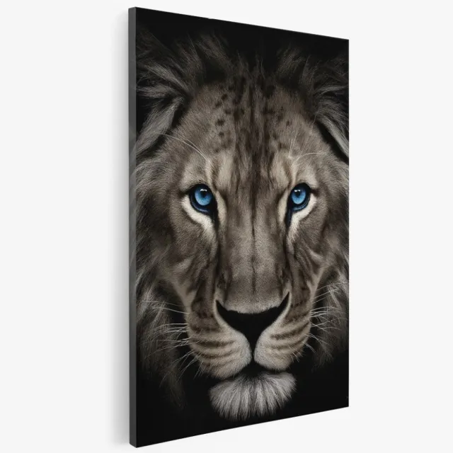 Saammp Canvas Schilderij - Leeuw - Portret - Dieren - 80x120 - Natuur - Foto op canvas - Wanddecoratie - Muurdecoratie Woonkamer - Slaapkamer decoratie - Canvas Print Multicolor
