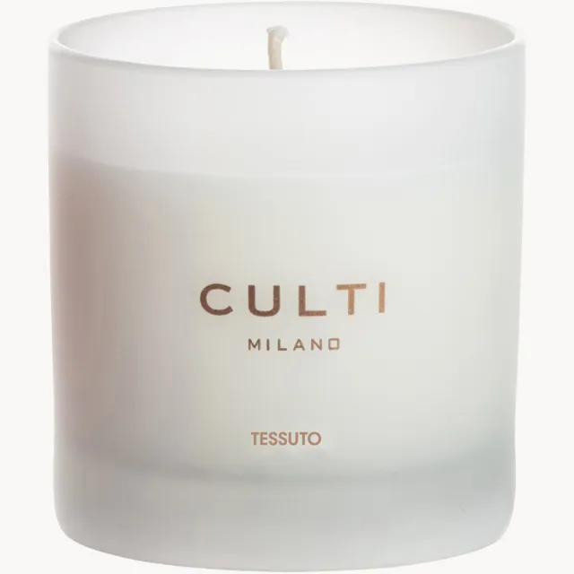 CULTI MILANO Geurkaars Tessuto (cassisbladeren, katoenbloemen, jasmijn, witte muskus)