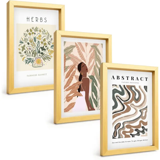 TULUP 4-Delige Schilderij Set - Boho-esthetiek, pastelkleurige minimalistische posters - 20 x 30 cm - Schilderijen Set - Wanddecoratie - Woonkamer - Interieur Decoratie Gouden lijst