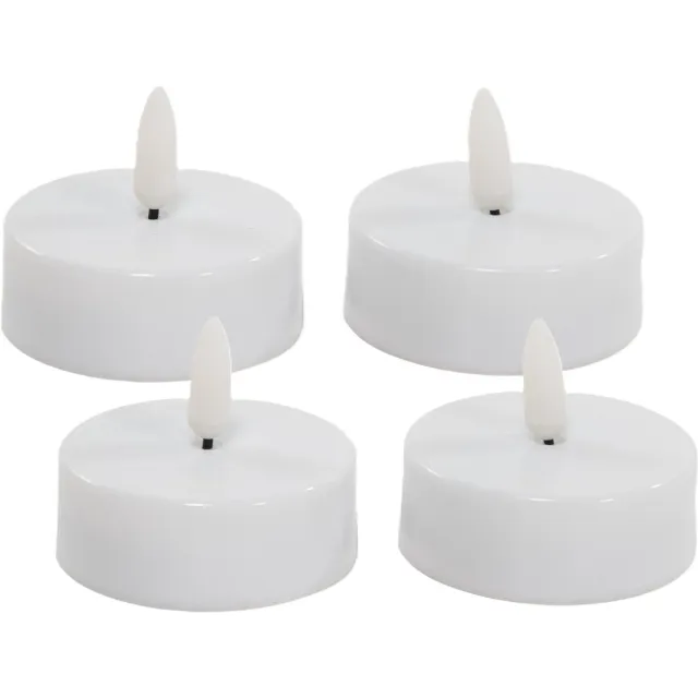 Anna's Collection Jumbo theelichtjes/waxinelichtjes - 4x - wit - D6 x H4,5 cm - 3D vlam - timer - kaarsen Zwart