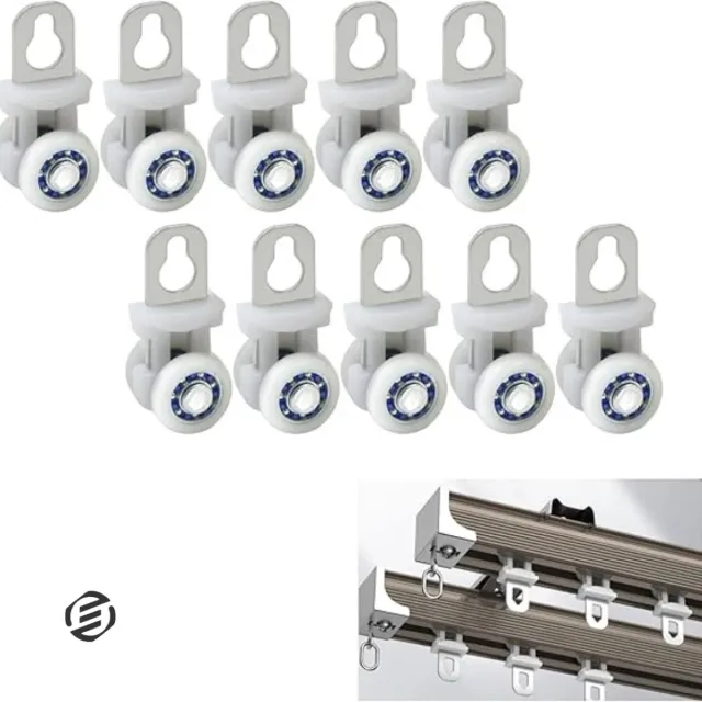 Equivera gordijnrunners - gordijn runners - gordijn glijders - gordijn runners voor u rail - glijders voor gordijnrails Wit/Blauw