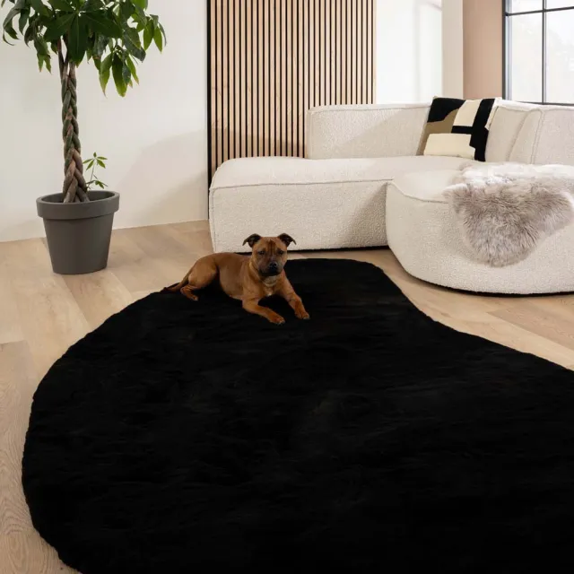 Tapeso Fluffy vloerkleed organisch - Comfy Plus zwart 230x352