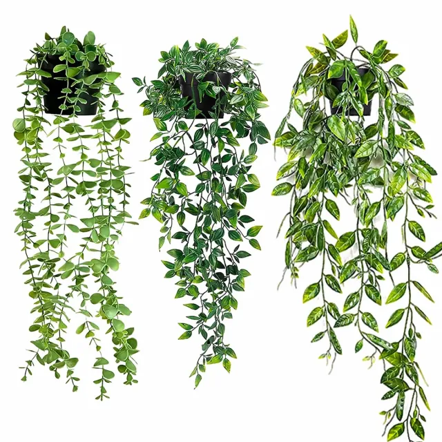 Unyqoos Set van 3 Realistische Kunstplanten voor Binnen en Buiten Decoratie groen