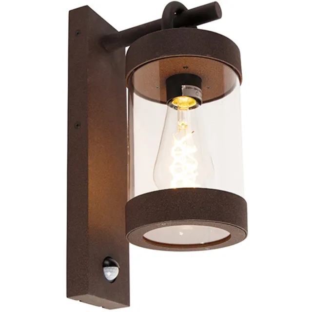 Trio SAMBESI - Wandlamp - Roestkleur - excl. 1x E27 4W - Bewegingssensor - Buitenverlichting - IP44 Roestbruin