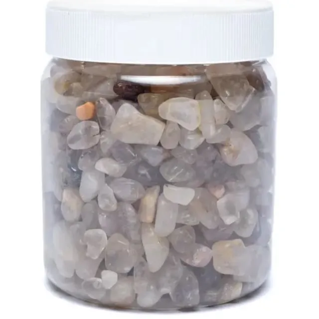Phoenix Import Mani Bhadra Rutiel kwarts trommelstenen 0,5-2,5cm in pot Grijs, goud