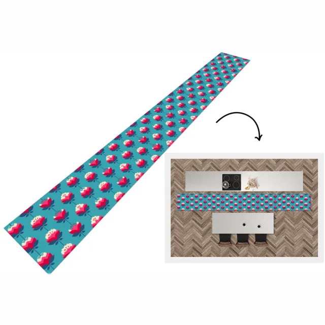 KitchenYeah Keukenloper 480x60 cm - Keukenmat vinyl Patronen - Retro - Bloemen - Lelie - Keukenmatten loper - Keuken vloerkleed tapijt