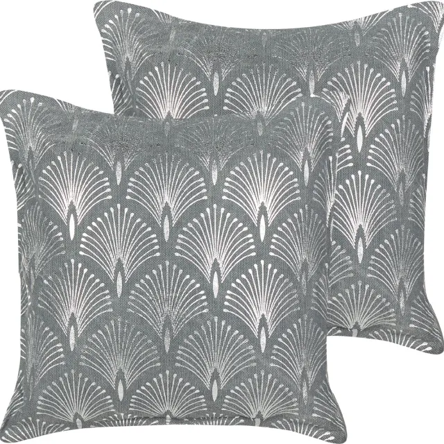 Beliani HOYA - Sierkussen set van 2 - Grijs - 45 x 45 cm - Katoen