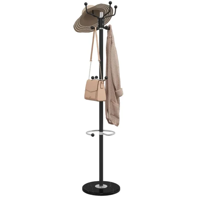 vidaXL Kapstok met parapluhouder 180 cm gepoedercoat ijzer zwart