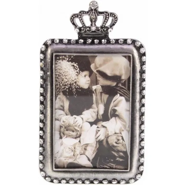 MEA Fotolijstje met kroon ant zilver kl. (5x7,2cm) 6x1x10,8cm