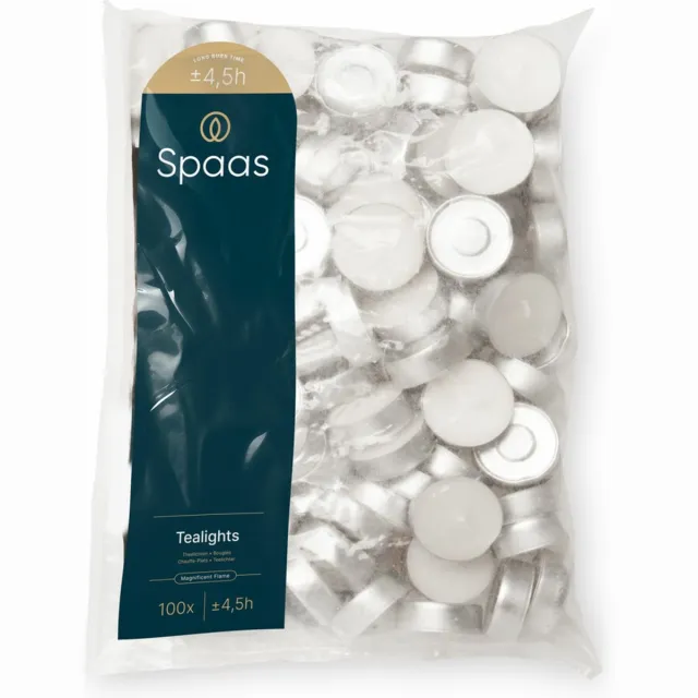 SPAAS Theelichten zak ± 4,5 branduren - 8 x 100 stuks - Voordeelverpakking Zilver