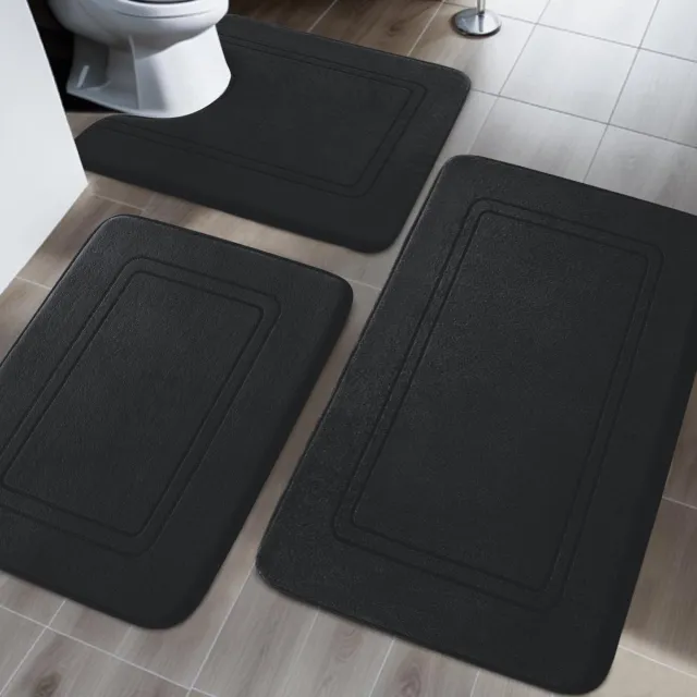Famanu Deurmat - beige - huidvriendelijk en antislip - kunststof - 40 x 60 cm - geschikt voor badkamer, keuken of entree ZWART