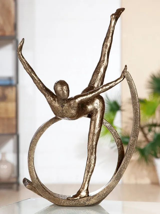Gilde handwerk sculptuur dance elegant - poly resin - 16x25x40- goudkleur