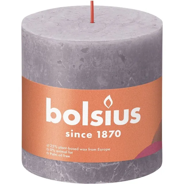 Bolsius 3 stuks Bolsius paars rustiek stompkaarsen 100/100 (62 uur) Eco Shine Frosted Lavender