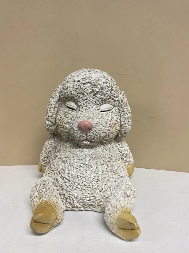 Impuls Decoratief polyresin slapend dier - schaap - hoogte 20x19x17 cm - Voor binnen & buiten - Woonaccessoires - Woondecoratie - Decoratieve beelden Wit - schaap