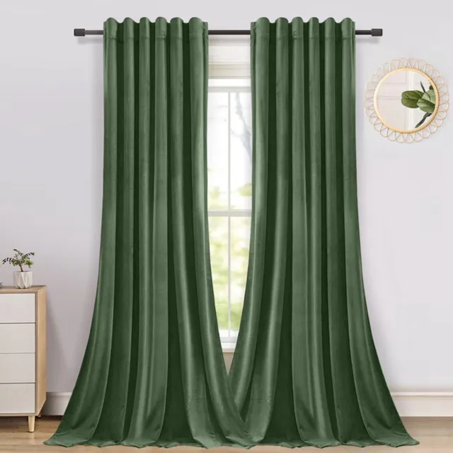 Qelus Verduisterende Gordijnen - Qelus - Gordijn - Curtains - Kant en Klaar - Fluweel Gordijnen - B 132 x H 274cm - Olijfgroen - 2 stuks