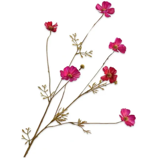 Silk-ka Kunstbloem-Zijden Bloem Cosmos Tak "Real Touch" Roze-Paars 77 cm Per 2 Stuks