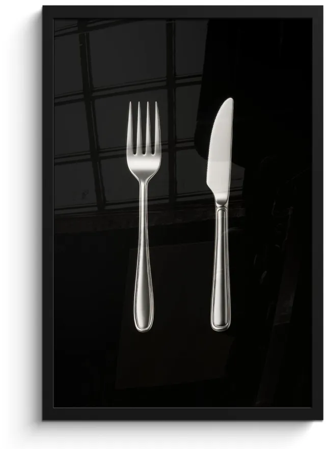 FrameYourWall Poster in lijst - Fotolijst 40x60 cm - Posters - Bestek - Klassiek - Elegant - Posterlijst zwart - Decoratie - Wanddecoratie woonkamer - Muurdecoratie slaapkamer