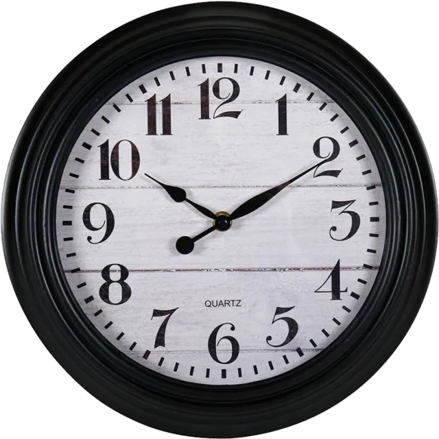 OSTARIA Wandklok/muur klok - houtlook - D30 cm - kunststof - zwart - keuken/kamer