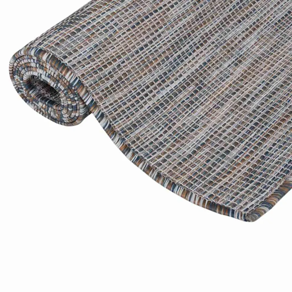 vidaXL Buitenkleed platgeweven 160x230 cm bruin en blauw, foto 3
