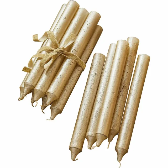 Loberon Kaars set van 12 Bauceau goudkleurig