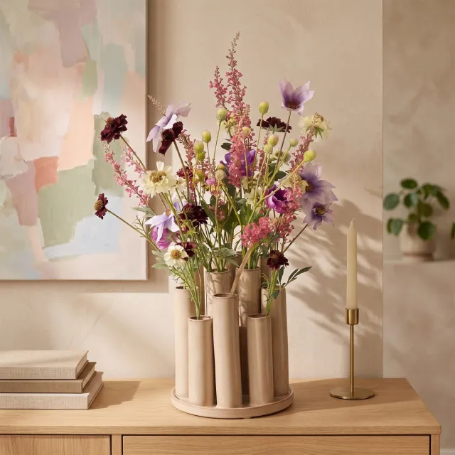 maxifleur Kunstplanten Kunstboeket Marleen Miami 75 cm inclusief Twisted Tubevaas Paars